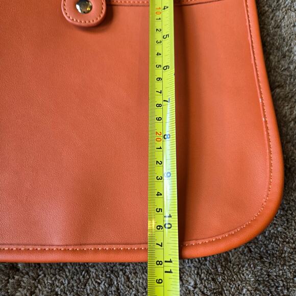 Faux Leather Crossbody Purse Orange Embroidered Boho Western Adjustable Strap - Picture 7 of 7